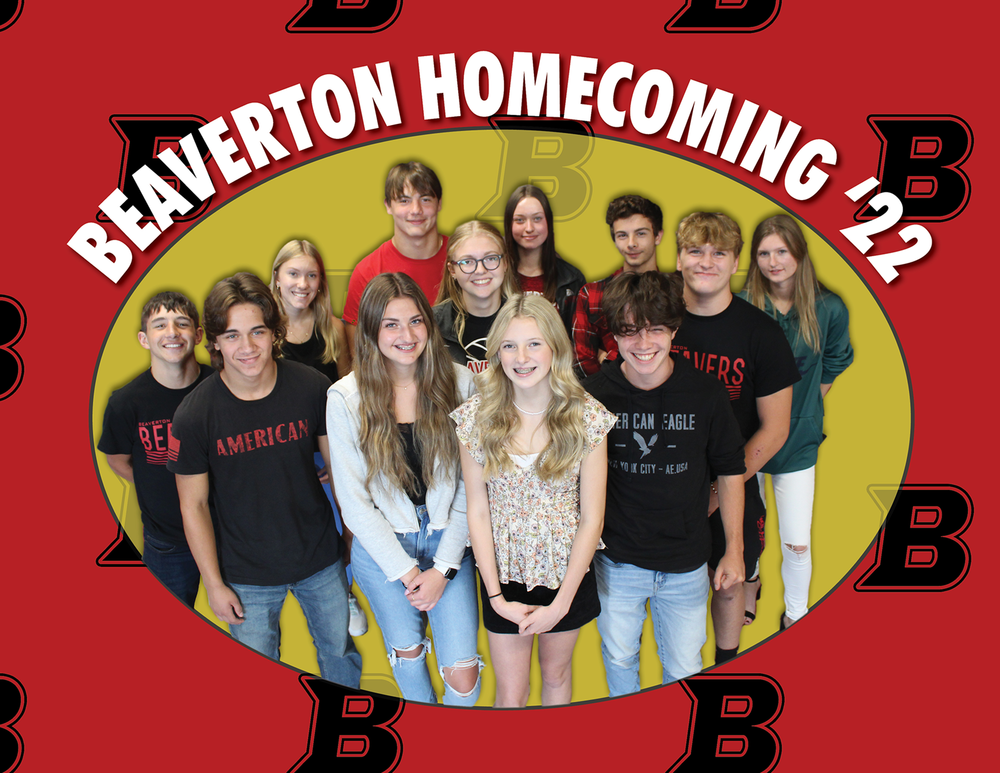 2022 BJSHS Homecoming Court - Clockwise, from center: Eva Reader, Taylor McCormack, Taj Finney, Lillyan Herren-Howard, Justin Wood, Karter Offenbecker, Braylin Orton, Braelynn Delisle, Logan Swartzmiller, Seth Onweller, Grace Simpson and Logan Love.